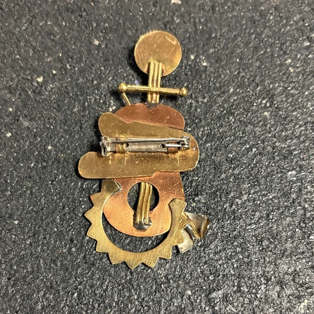 Gold and Copper Abstract Brooch